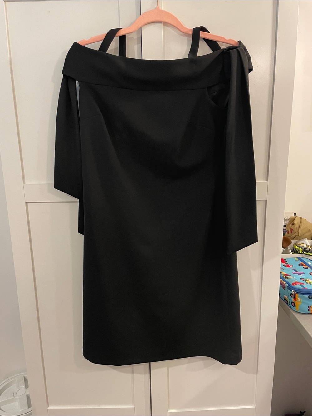 Donna Morgan Black Off-Shoulder Midi Skirt Dress